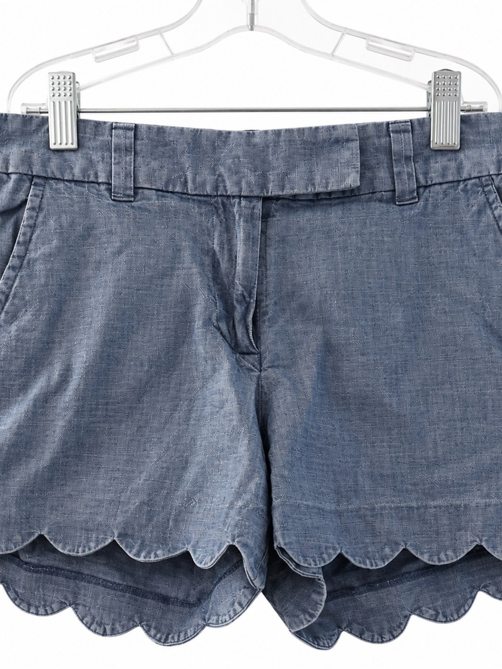 J.Crew Scalloped Chambray Shorts Size 0 Blue
